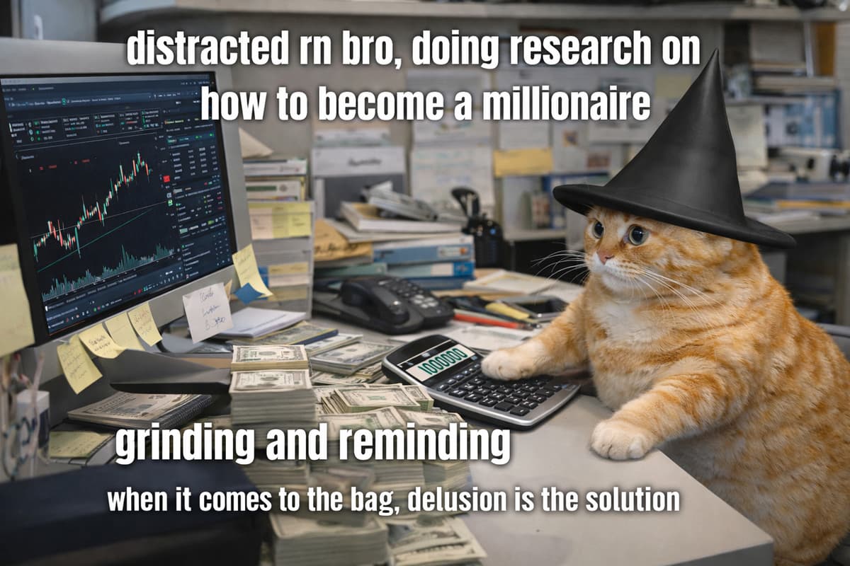 Cat doing research on how to become a millionaire
